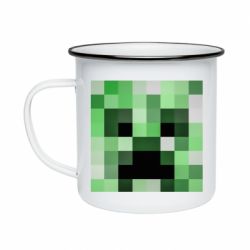 Кружка эмалированная Minecraft minimalist Creeper - PrintSalon