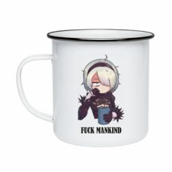 Кружка емальована Nier. Fuck Mankind - PrintSalon
