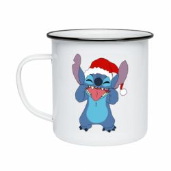 Кружка эмалированная Новогодний Стич - PrintSalon