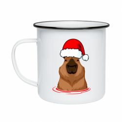 Кружка эмалированная Новогодняя капибара - PrintSalon