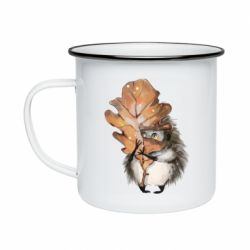 Кружка эмалированная Осенний ежик - PrintSalon