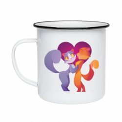 Кружка емальована Парочка. Котики - PrintSalon