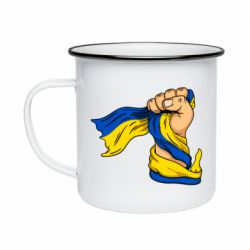 Кружка эмалированная Рука с украинским флагом - PrintSalon