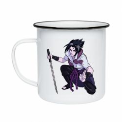 Кружка эмалированная Sasuke with katana - PrintSalon