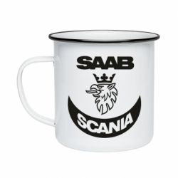 Кружка эмалированная Scania SAAB logo - PrintSalon