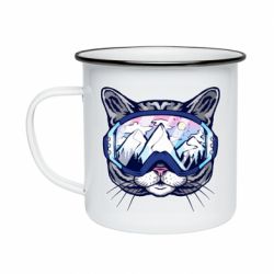 Кружка эмалированная Snowboard Cat - PrintSalon