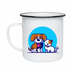 Кружка эмалированная Собачка и котик - PrintSalon