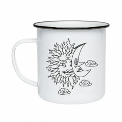 Кружка эмалированная Sun and Moon faces - PrintSalon