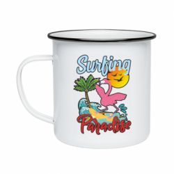 Кружка эмалированная Surfing Paradise Flamingo - PrintSalon
