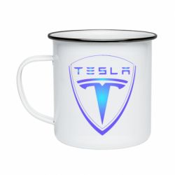 Кружка эмалированная Tesla logo gradient - PrintSalon