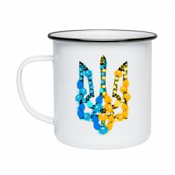 Кружка емальована Тризуб квіти Україна - PrintSalon