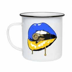 Кружка емальована Україна! Губи з кулею - PrintSalon