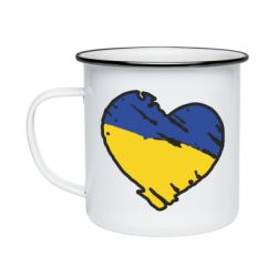 Кружка эмалированная Украина сердце с царапинами - PrintSalon
