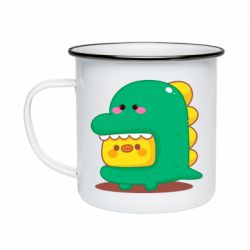 Кружка эмалированная Уточка в костюме динозавра - PrintSalon