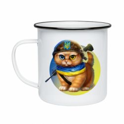 Кружка эмалированная Военный котик - PrintSalon