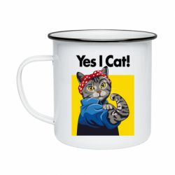 Кружка эмалированная Yes I Cat - PrintSalon