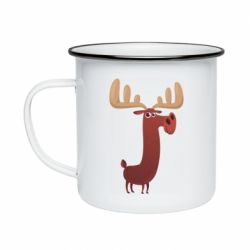 Кружка эмалированная Забавный олень - PrintSalon