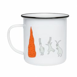 Кружка эмалированная Зайцы возле морковки - PrintSalon