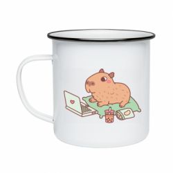 Кружка эмалированная Capybara With Laptop - PrintSalon