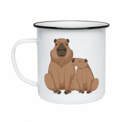 Кружка емальована Дві капібари