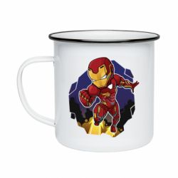 Кружка эмалированная Flying Iron man - PrintSalon
