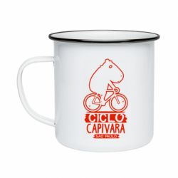 Кружка эмалированная Капибара на велосипеде - PrintSalon