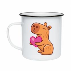 Кружка эмалированная Капибара сердечко - PrintSalon