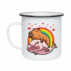 Кружка эмалированная Капибара на рыбе - PrintSalon