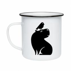 Кружка емальована Копібара та Пташка - PrintSalon