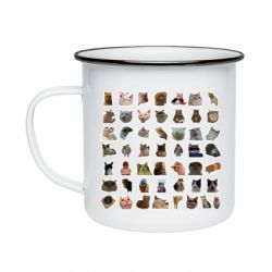 Кружка эмалированная Коты мем. - PrintSalon