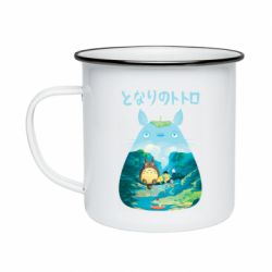 Кружка эмалированная Тоторо на рыбалке - PrintSalon