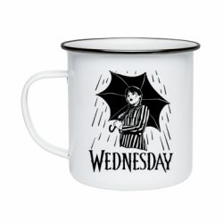 Кружка емальована Венздей Вдамс и зонт - PrintSalon