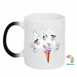 Чашка-хамелеон Ahegao girl eating ice cream - PrintSalon