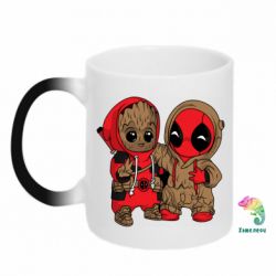 Чашка-хамелеон Baby Groot And Deadpool - PrintSalon