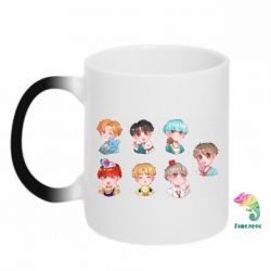 Чашка-хамелеон BTS cute boys - PrintSalon