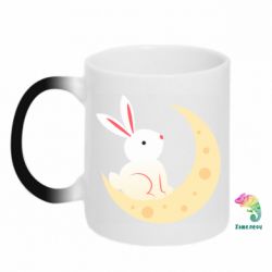 Чашка-хамелеон Cute rabbit on the moon - PrintSalon