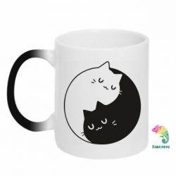 Чашка-хамелеон Cute yin yang cats - PrintSalon