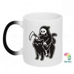 Чашка-хамелеон Death and cat - PrintSalon