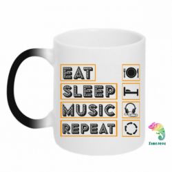 Чашка-хамелеон Eat sleep dj repeat. - PrintSalon