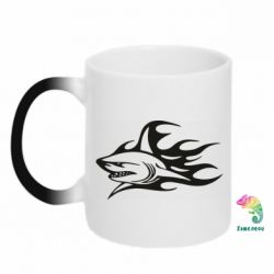 Чашка-хамелеон Flaming shark - PrintSalon