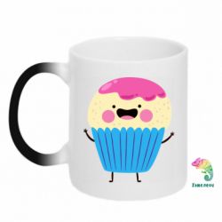 Чашка-хамелеон Funny cupcake with smile - PrintSalon