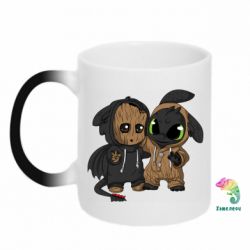 Чашка-хамелеон Groot And Toothless - PrintSalon