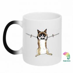 Чашка-хамелеон Grumpy Cat On The Rope - PrintSalon