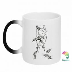 Чашка-хамелеон Hand with leafs - PrintSalon