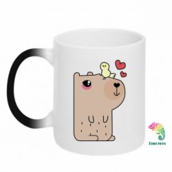 Чашка-хамелеон Капибара с цыпленком - PrintSalon