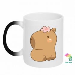 Чашка-хамелеон Капібара з квіткою - PrintSalon