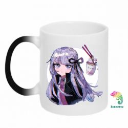 Чашка-хамелеон Kyoko Kirigiri glitch art - PrintSalon