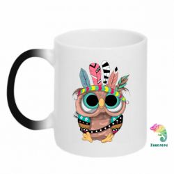 Чашка-хамелеон Little owl with feathers - PrintSalon