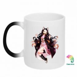 Чашка-хамелеон Nezuko cat - PrintSalon