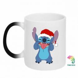 Чашка-хамелеон Новогодний Стич - PrintSalon